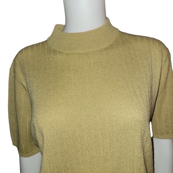 Sag Harbor Metallic Gold Turtleneck Sweater L - Picture 2 of 3